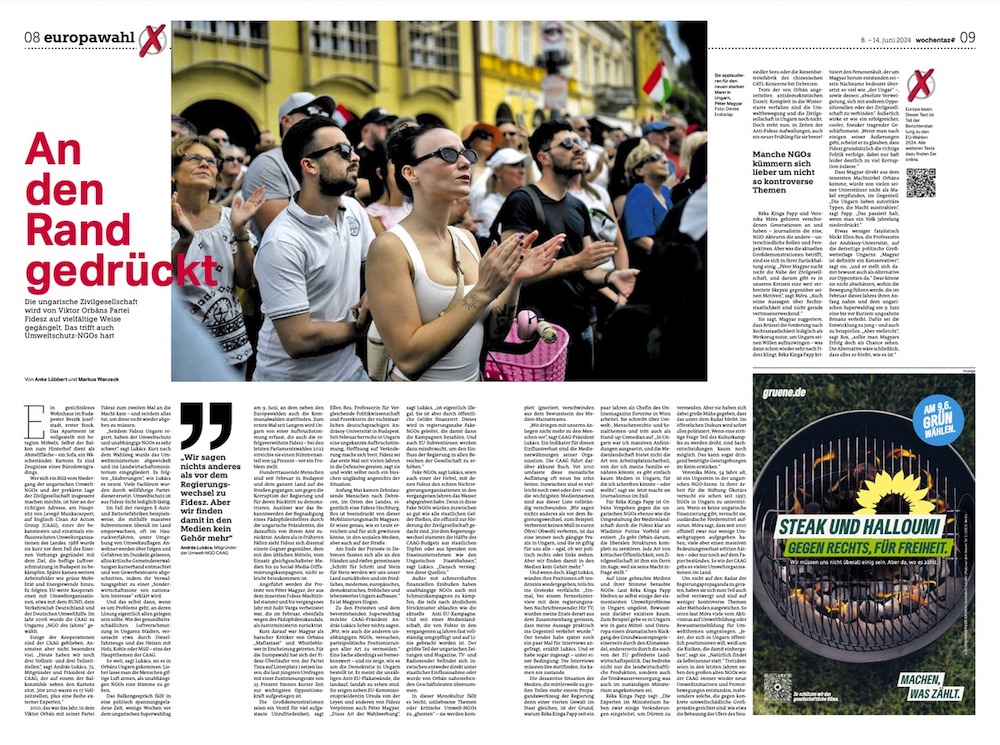 An den Rand gedrückt