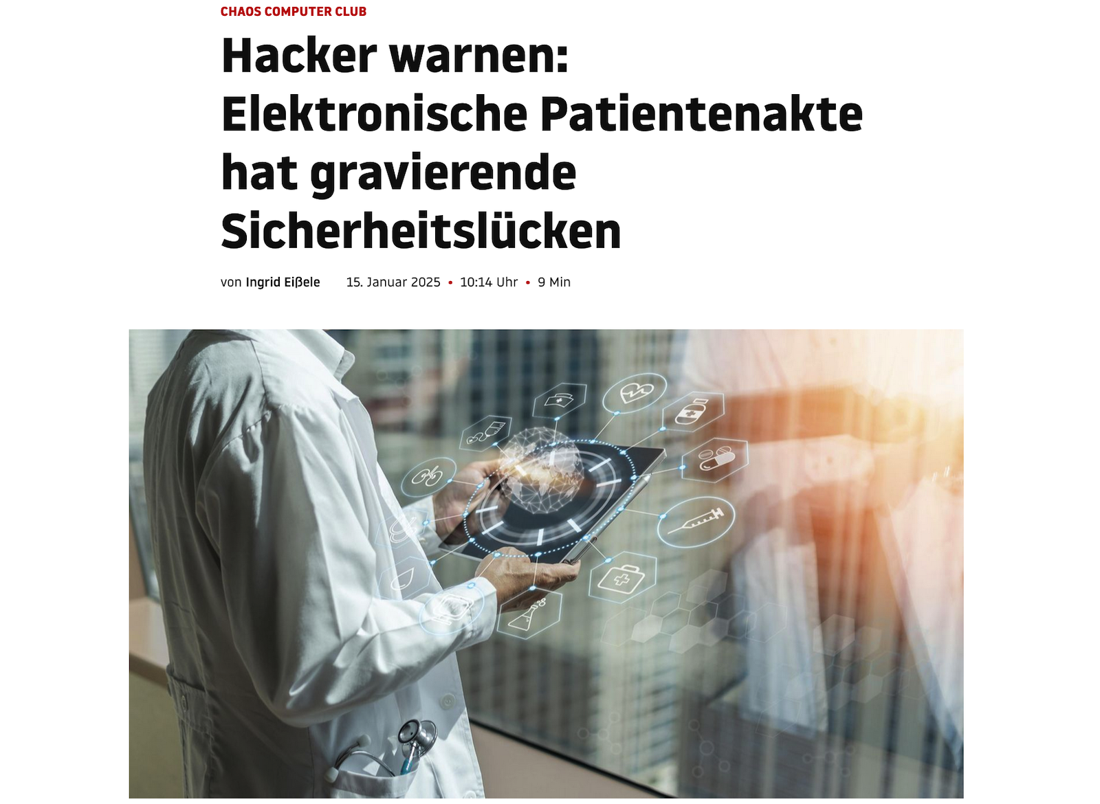 Elektronische Patientenakte hat gravierende Sicherheitslücken